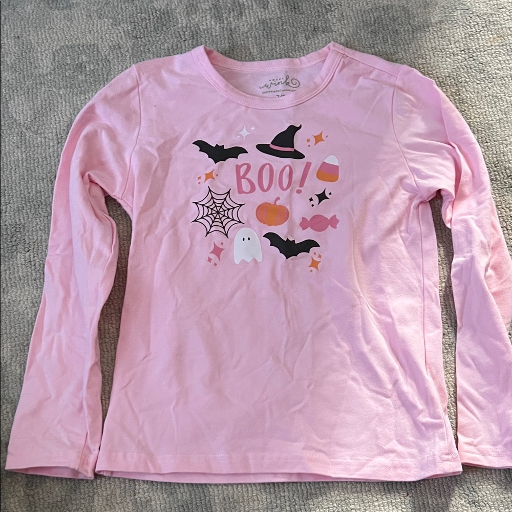 Kids Pink Halloween Long Sleeve Tee